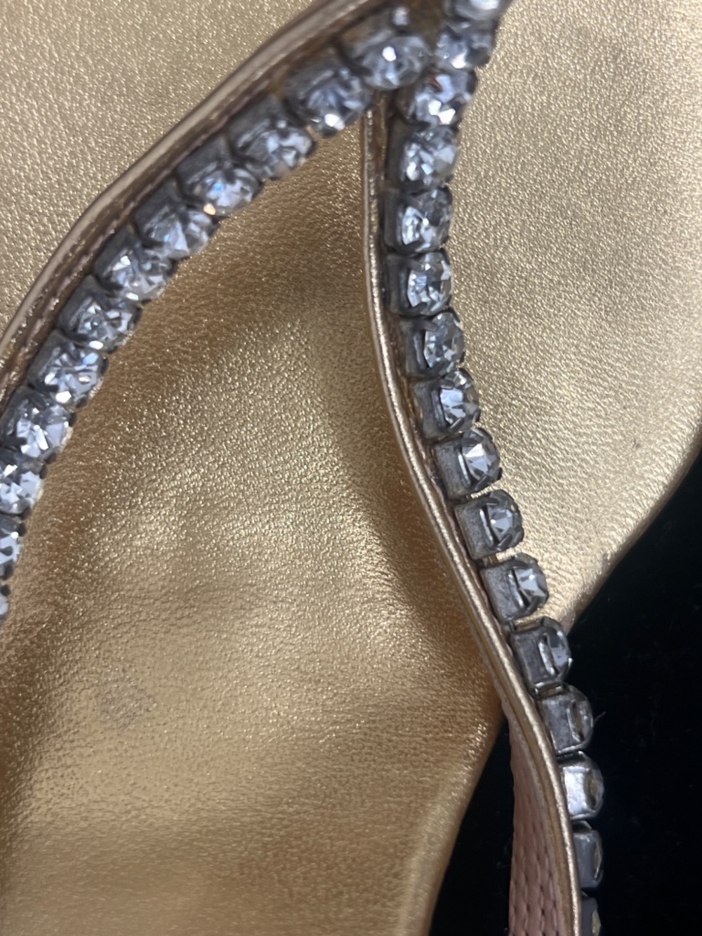 ByDose Gold Rhinestone Thong Toe Stiletto Sandals - Picture 5 of 5